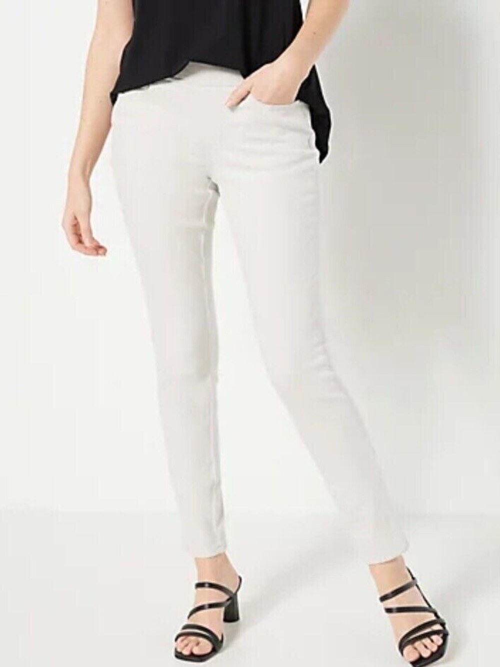 Belle by Kim Gravel Flexibelle Pull On Jeans with Seams Grey Cloud Women's 4